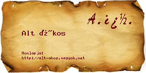 Alt Ákos névjegykártya